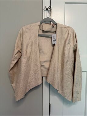 Beige Open-Front Women's Blazer Jacket